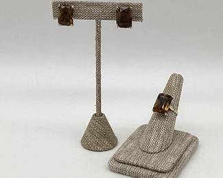 14k Gold Ring w/Sterling Earrings