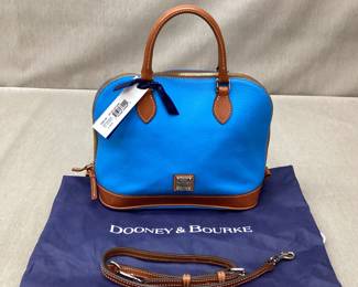 Rooney & Burke Aegean Blue Pebble Grain Satchel