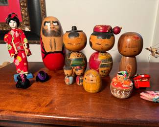 Vintage Japanese Kokeshi Dolls & Other Japanese Toys