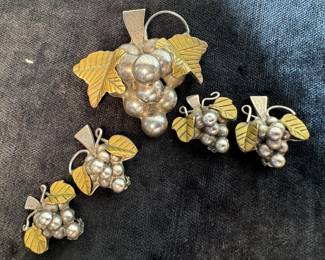 Sterling Silver Pin & 2 Pair of Sterling Silver Earrings