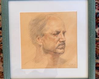 Framed Original Graphite on Paper "Portrait of Rembrandt" Signed ESA (Teresa Oaxaca)