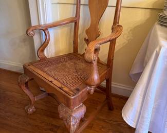 Spanish Rattan Seat Clawfoot Armchair (2) with 4 Side Chairs