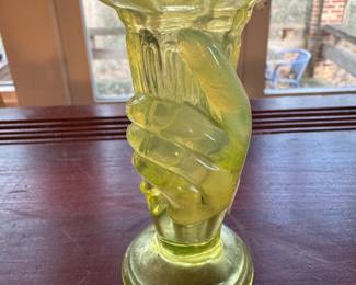 Fenton Yellow Vaseline Opalescent Glass Torch