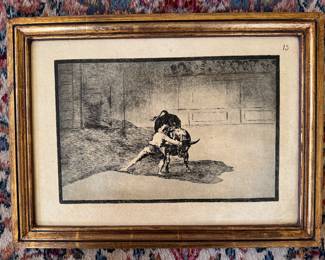 Framed Woodblock Print "La Tauromachia" by Francisco José de Goya y Lucientes