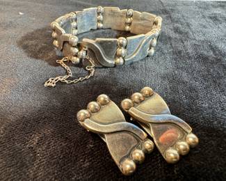 Sterling Silver Bracelet with Matching Sterling Silver Earrings