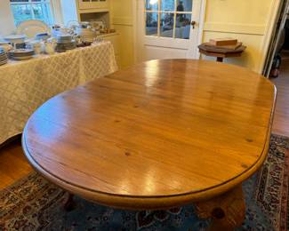 Spanish Clawfoot Oval Dining Table (41"W x 28-1/2"H x 65"L with 2 leaves 18-1/4"L each)