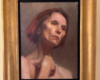 Framed Original Oil on Board "Portrait of Nina" 16"H x 12"W by Dan Thompson 2000