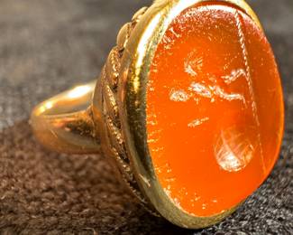 10K Carnelian Intaglio Ring