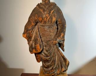 Antique Wood Geisha Figurine