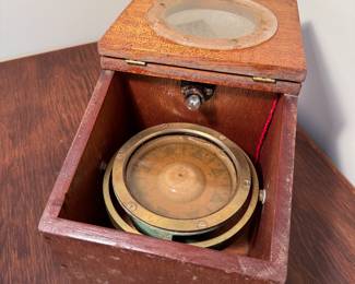 Antique Nautical Maritime Navigational Compass in original case