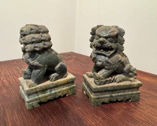 Antique Jade Palace Foo Dog Bookends