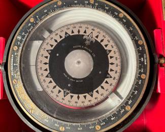 Antique Kelvin & Hughes Nautical Maritime Navigational Compass in original case