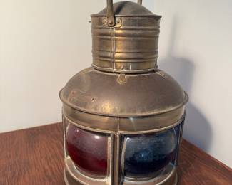 Vintage Starboard & Port Brass 5 Sided Glass Light Nautical Lantern