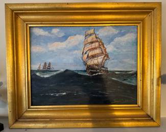 Framed Original Oil on Canvas Seascape Signed Jacob Anderson