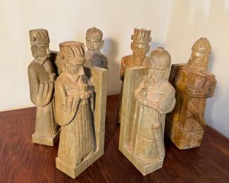 Carved Soapstone Bookends