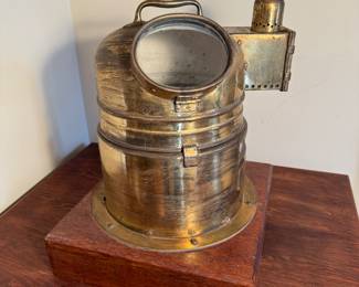 Antique Brass Binnacle with Compass & Lantern