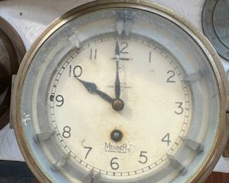 WWII MERCER Octo Zig Zag Convoy Ship's Clock in a brass case, 7" dial, case marked A.P. Serial # MV135