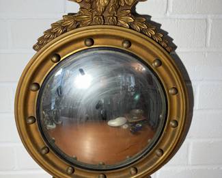 Wood Framed Gold Gilt Convex Federal Mirror