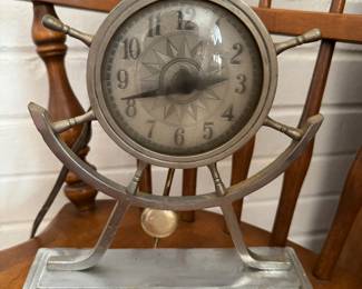 Ship Helm Silver Pendulum Desk Clock