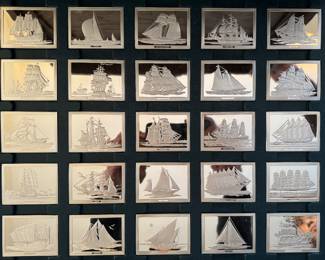 Franklin Mint 1500 Grains Sterling Silver Ship Ingots (50 total)