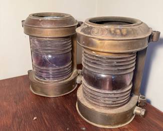 Matching Electrical Modified Perko Perkins Brass Marine Lanterns