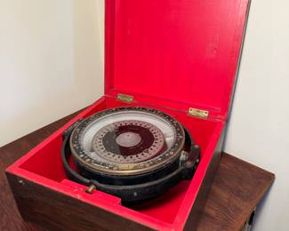Antique Kelvin & Hughes Nautical Maritime Navigational Compass in original case