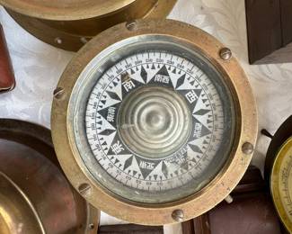 Antique Cast Ship Compass with Japanese Text