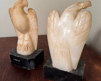 Carved Marble Eagle Bookends (pr)