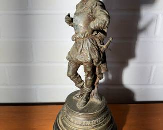 19th Century Victorian Speltor Soldier Bronze on Marble