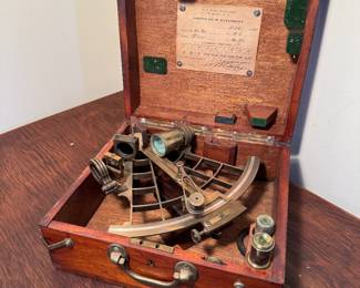 Antique Bliss Sextant with Certificate of Eccentricity by the US Naval Observatory in original case