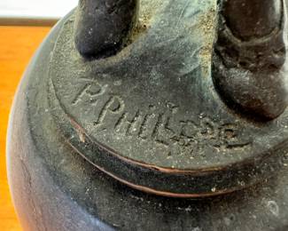 "Lady With A Fan" signed bronze by Paul Philippe 