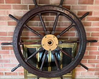 Antique Ship Wheel Originally Controlled the Binghamton Ferry that carried passengers between Hoboken, NJ to Barclay St. in Manhattan