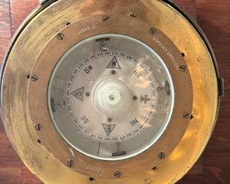 Antique Brass Binnacle with Compass & Lantern