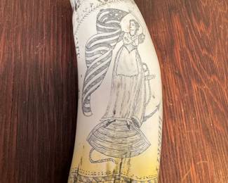 Antique "The Whaler Eagle" Scrimshaw Whales Tooth