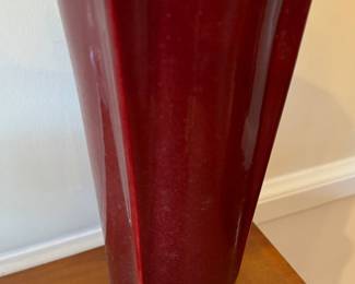1935 Broadmoor Pottery Colorado Springs 8" Red Fluted Vase Signed by Paul H. Genter