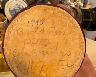 1935 Broadmoor Pottery Colorado Springs 8" Red Fluted Vase Signed by Paul H. Genter