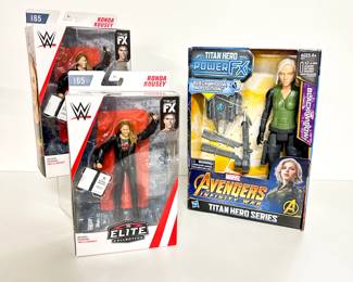 Lot 97 | WWE Elite Ronda Rousey + Marvel Avengers "Black Widow" Action Figures 