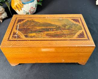 Wooden trinket box, handle included but needs glued, 7" x 11"