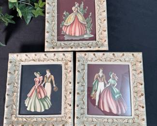 Vintage Turner Victorian couple framed prints 10" x 8"