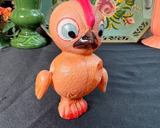 Vintage lightweight plastic baby rooster toy (France) 5"