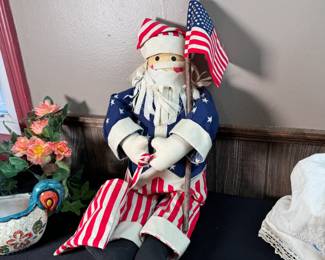 Patriotic cloth Santa 18"H