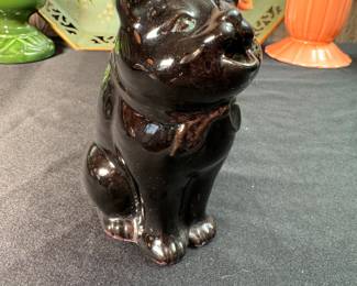 Redware meowing cat creamer 4"H