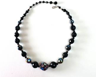 Jewelry Lot #2 Vintage M. West Germany faceted beaded choker with multi-color central bead 17"