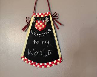 Metal 'welcome to my world' wall sign 18"H