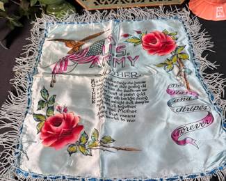 Fringed U. S. Army pillow cover, vintage and has some wear, 15"