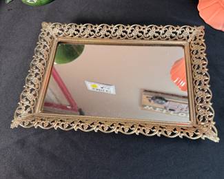 Vintage vanity mirror with metal frame 10" x 14"