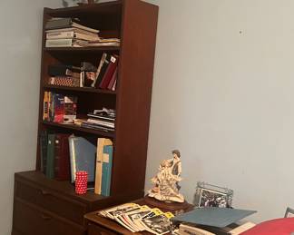 Matching Beautiful Antique Desk and Bookshelf  (real wood)