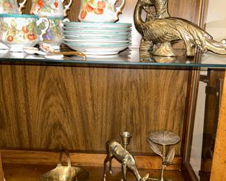 Brass figurines, antique china