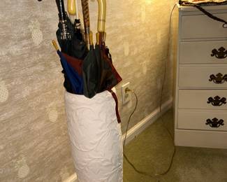 Umbrella stand with umbrellas