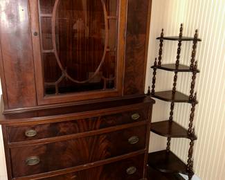 Antique 3 drawer china cabinet 